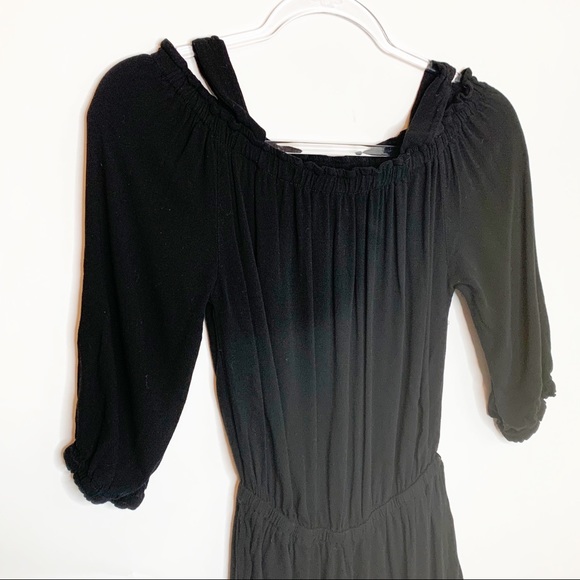 SUBDUED Black Flowy Shorts Romper Cut Out Shoulder - Picture 3 of 9